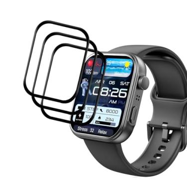 Imagem de Tznzxm [Pacote com 3] Protetor de tela compatível com o smartwatch TOZO S6, cobertura total com moldura de borda curvada 3D, película transparente HD antiarranhões para relógio inteligente TOZO S6 de