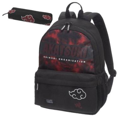 Imagem de Kit Mochila Costas Estojo Naruto Shippuden Akatsuki Shinobi