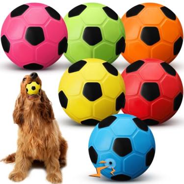 Imagem de Vinsot Pacote com 6 bolas macias de 6 cm para cães de látex e tênis, bola esportiva para buscar brinquedos para cães, bola de borracha para animais de estimação pequenos, médios, treinamento de