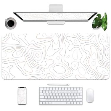 Imagem de BLESWIN Almofada de mesa antiderrapante, tapete de mesa, protetor de mesa de couro PU impermeável, grande mata-borrão, tapete de escrita para laptop fácil de limpar para trabalho/casa/decoração, 89,9