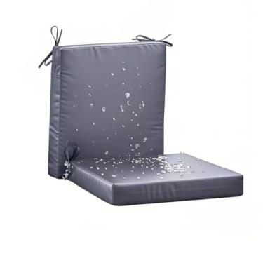 Imagem de SAMTY Almofadas de cadeira de exterior de 45,7 x 45,7 cm para móveis de pátio, resistente a UV, antiderrapante, impermeável, substituição, almofada de assento de pátio, com laços, conjunto de 2, cinza