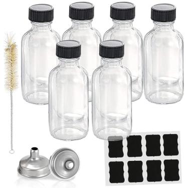 Imagem de Hadatido Pacote com 6 garrafas de vidro de 118 ml com tampas, garrafas de amostra Wellness Shot para uísque Bourbon, licor, poção, óleos, extrato de baunilha, tintura, molho picante, xarope, suco, com
