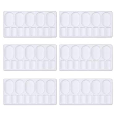 Imagem de 20 peças de paletas de pintura de plástico com 13 poços, retangular, aquarela, paletas de artesanato, bandeja de cores de mistura de tinta para tinta a óleo, guache, acrílico, aquarelas, mistura e