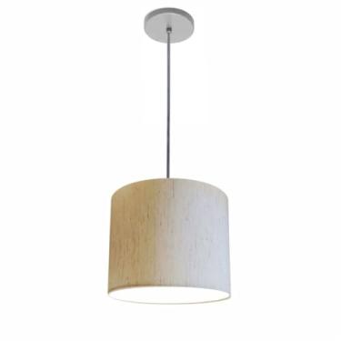 Imagem de Lustre Luminária Pendente Vivare Free Lux PE-4106CZ Cúpula em Tecido 20x25cm - Linho-bege