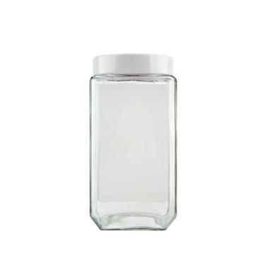 Imagem de Pote de Vidro Quadrado Color - 2,2L - Tampa Branca - Invicta