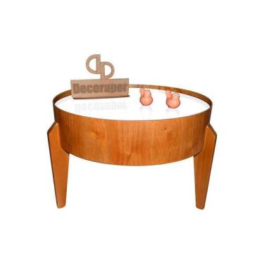 Imagem de Mesa De Centro Esmeralda Redonda Laminada Com Vidro 50cm - Branca