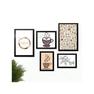 Imagem de Kit 5 Quadros Cantinho do Café Placas Decorativas Cozinha In Love - Pr