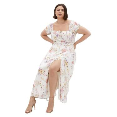 Imagem de City Chic Vestido feminino plus size - estampa dividida Abbigail, Floral sedutor, 58