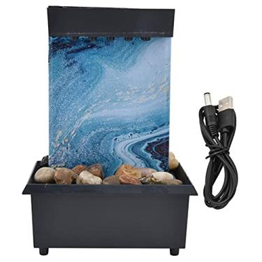 Imagem de Fonte da Mesa Com Luz de água de Mármore USB de 3V Com Pedras de água Interna Apresentam Decoração de Meditação Zen Ornamento de Relaxamento de Som para Decoração de Escritório