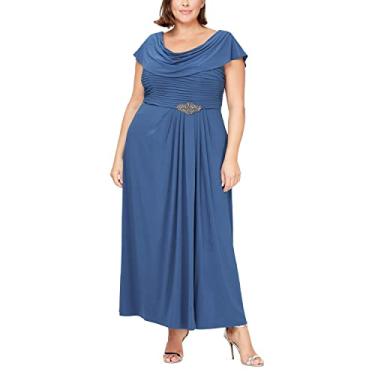 Imagem de Alex Evenings Vestido feminino longo gola drapeada mãe da noiva, Wedgewood Plus, 54