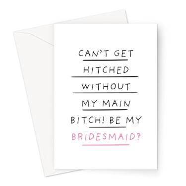 Imagem de LEMON LOCO Cartões de proposta de dama de honra monocromáticos engraçados | Cartões peculiares para pedir aos seus melhores amigos para serem suas damas de honra (Can't Get Hitched Without My Main