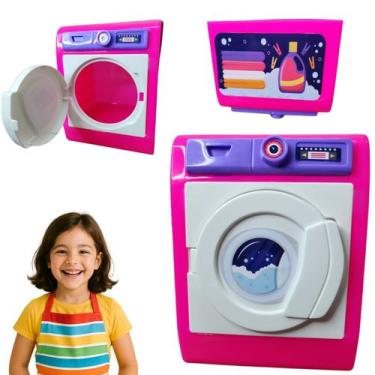 Imagem de Maquina Lavar Abre Portinha 20cm Rosa Grande Menina Oferta - BS TOYS