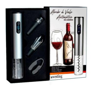 Imagem de Kit Abridor De Garrafa De Vinho Automático Elétrico Com 4 Peças WG08 P