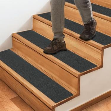 Imagem de CHUANGSEED Fita antiderrapante para escadas 15 cm x 76 cm (pacote com 12), gramatura preta resistente antiderrapante, interna e externa, degraus adesivos de alta tração adequados para a maioria das