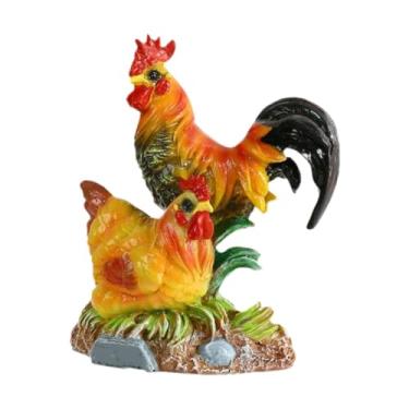 Imagem de Ioensy Estatueta de galinha para decoração de casa, ornamento decorativo de resina, escultura de em miniatura, estátua de animal de fazenda para