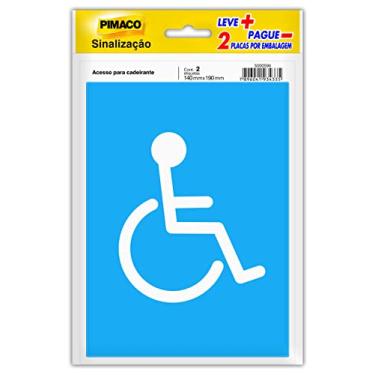 Imagem de Placas de sinalização Auto adesivo Pimaco " ACESSO CADEIRANTE " - 14x19cm , 02 placas por embalagem, 891733