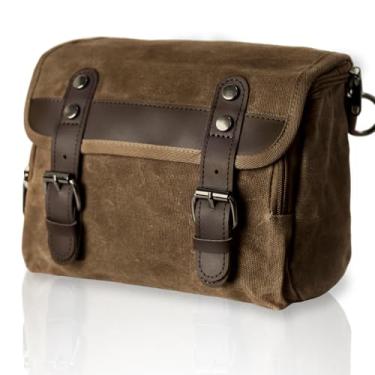 Imagem de WUMOTIX Bolsa traseira retrô para motocicleta – tela de grande capacidade, impermeável, resistente ao desgaste para bolsa de tanque de motocicleta e cesta para guidão de motocicleta e bolsa de guidão