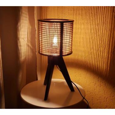 Imagem de Abajur Tripé Mesa Sala Quarto Decoração Rustica Luminária - CL DECORAÇ