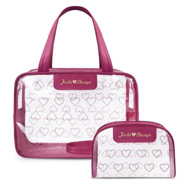 Imagem de Kit Bolsa E Nécessaire Transparente Love Vinho