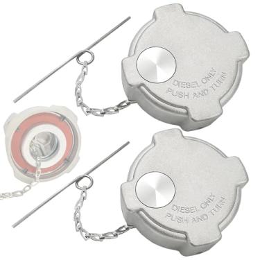 Imagem de LOBIUTIYA 2 peças 03-37017-000 tampa de tanque de combustível diesel sem travamento 1/4 de volta adequada para Freightliner Century Cascadia Columbia 112 120 caminhões, alumínio, OEM 0337017000 03