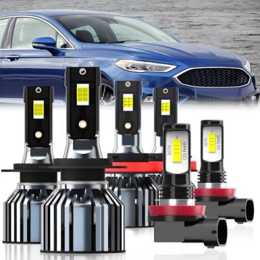 Imagem de QIPEIZSP Adequado para lâmpadas Ford Fusion 2006-2018, farol alto H7 + farol baixo H11 + lâmpada de neblina H11, pacote com 6