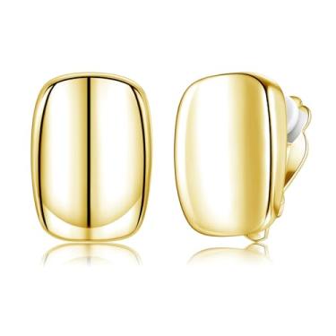 Imagem de Dlknp Brincos femininos com clipe de ouro 14K, não perfurados, irregulares, hipoalergênicos e leves, Metal, Sem pedra preciosa