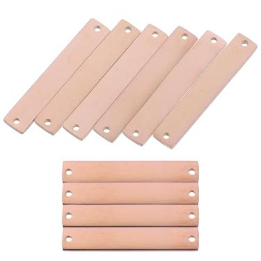 Imagem de Artibetter 10 Peças Retangulares Marcadores Blanks Etiquetas Pendentes Horizontal Placa Nome, Barra de Aço Inoxidável com Dois Furos para Pulseira, Colar, Joias (Ouro Rosa)