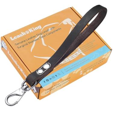 Imagem de Leash King Coleira de couro genuíno para cães de 1,8 m x 3/10.2 cm - macia, forte, resistente para raças grandes e médias - guia de cachorro para caminhadas, treinamento, caminhada e corrida - marrom