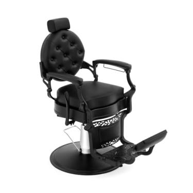 Imagem de Funnylife Cadeira de salão reclinável hidráulica multiuso preta para spa de beleza vintage cadeira de barbeiro estilo cadeira