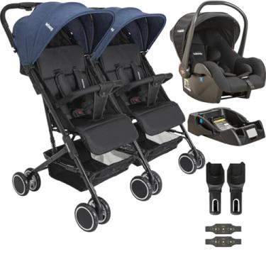 Imagem de Carrinho Kiddo para Gemeos com Bebe Conforto Base Mascote Marinho