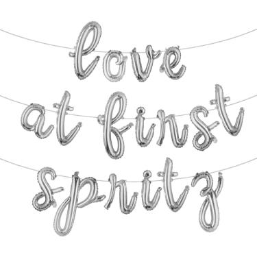 Imagem de Faixa de balão Love at First Spritz - Decorações de chá de panela Aperol Spritz para ela, decorações de festa de casamento de despedida de solteira (L LOVE AT FIRST SPRITZ prata)