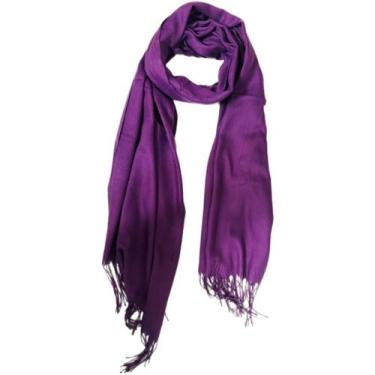 Imagem de Cachecol Frio Echarpe Xale Lenço Pashmina Franja Look Inverno Acessóri