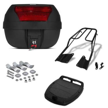 Imagem de Baú Bauleto Preto 28 Litros Com Refletor Pro Tork + Bagageiro Moto, VE