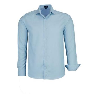 Imagem de Camisa Social Masculina Manga Longa Lbl Não Amassa 3015, Azul bebê, 4
