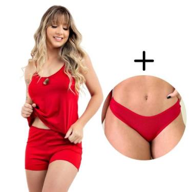 Imagem de Short Doll Alcinha Simples Feminino Roupa de Dormir e Calcinha - Viére
