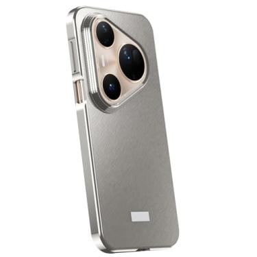 Imagem de LTLMYDAM Capa fina para Huawei Pura 80 Ultra/80 Pro/80 Pro+/80, revestimento de dissipação de calor de metal escovado borda magnética legal capa à prova de choque, prata, 80