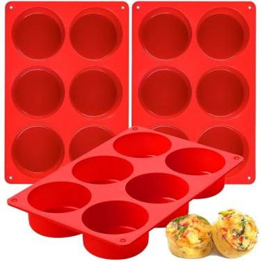 Imagem de Moldes de silicone para mordida de ovo, pacote com 3 de profundidade, 3 polegadas Dash Egg Cups Molde Sous Vide Moldes redondos para sanduíches de café da manhã, omeletes, rolos de jantar para assar