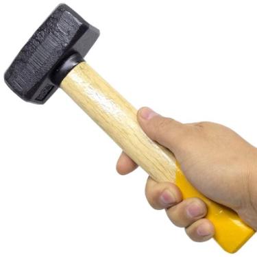 Imagem de Marreta De Aço 1kg Quadrada Forjada Cabo Madeira - IDEA+PRO