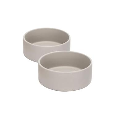 Imagem de SPUNKYJUNKY Tigela de cerâmica para cães e gatos de 382 g, tigela de água moderna e pesada para comida para substituição cinza (pacote com 2)