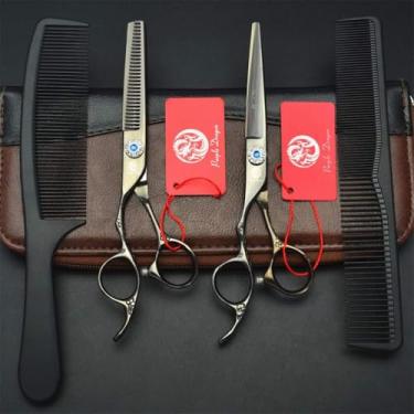 Imagem de Conjunto De Tesouras De Cabeleireiro Hd Esquerdo, 5.5/6.0 Ih Aço Inoxidável 440c Ferramentas De Tesoura De Barbeiro Profissional, Para Salão De Cabeleireiro Esquerdo/casa/barbeiro, 5.5 inch