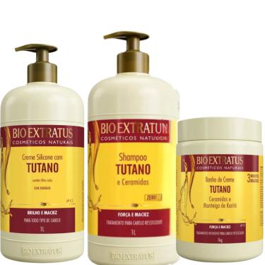 Imagem de Kit Bio Extratus Tutano Shampoo 1L + Banho de Creme 1kg + Creme de Silicone 1L