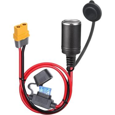 Imagem de QOFOWIN Cabo De Extensão 12Awg Xt60 Para Soquete Fêmea Acendedor Cigarro Motocicleta 12V-24V Conexão Rápida Universal Carregadores Bateria E Acessórios.