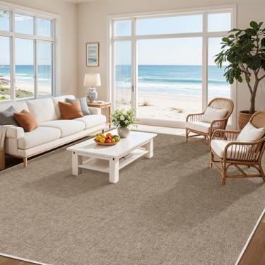 Imagem de LBRO2M Easy Jute Tapete de área sólida 22,5 x 30,5 cm, lavável para sala de estar, quarto, aparência de juta natural, tapete durável, sólido, sem queda, ecológico (9 x 12 natural)