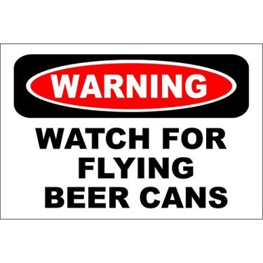 Imagem de StickerPirate Relógio de aviso para latas de cerveja voadoras 20 x 30 cm placa de metal novidade alumínio s621