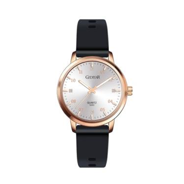 Imagem de RUYEOOK Relógio de quartzo, relógio de pulso feminino moderno casual com pulseira de silicone, marcadores de strass, relógios esportivos à prova d'água, presente para enfermeiras, G682 branco e preto