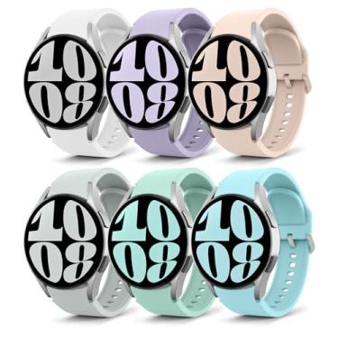 Imagem de MoKo Pacote com 6 pulseiras compatíveis com Samsung Galaxy Watch 6/5/4 de 40 mm e 44 mm/6 Classic 43 mm e 47 mm/Watch 5 Pro 45 mm/Watch 4 Classic 42 mm e 46 mm, pulseira esportiva de substituição de