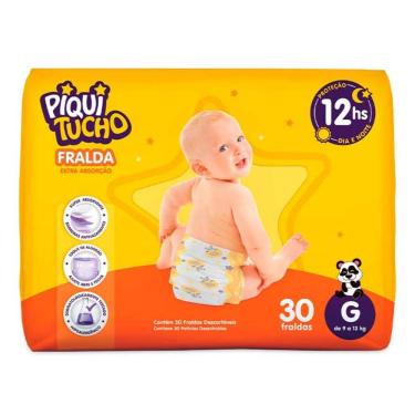 Imagem de Fralda Infantil Descartável Piquitucho Dia e Noite Tamanho G com 30 Fraldas