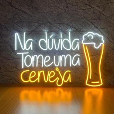 Imagem de Luminária Painel Neon Led - Na Dúvida Tome Uma Cerveja 40x65cm, Fabricado em Acrílico. Decoração Para Bar, Churrasqueira, Casa.