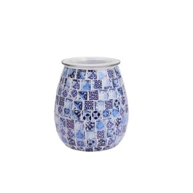 Imagem de Dicimi Aquecedor de cera de vidro mosaico - Aquecedor elétrico de cera derretida com luz noturna, difusor de óleo essencial e decoração de casa para aromaterapia