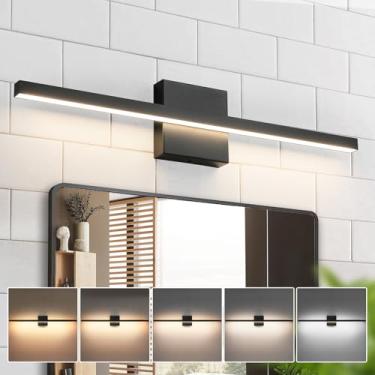 Imagem de Epinl Luminária de banheiro preta para banheiro - luminária de banheiro moderna regulável de 59,9 cm sobre espelho 5CCT luminária de parede ajustável barra de luzes LED